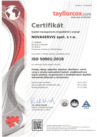 Certifikát - Systém managementu hospodaření s energií CZ/SK
