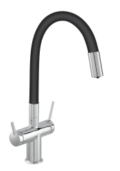 Drezová stojanková batéria Filtrata s elast.ram, čierna-chróm